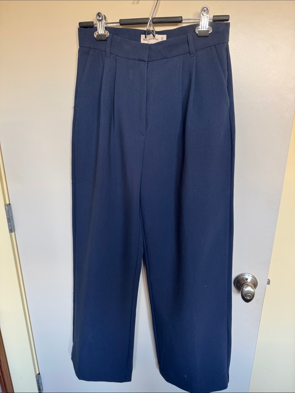 Abercrombie & Fitch navy pleated trousers